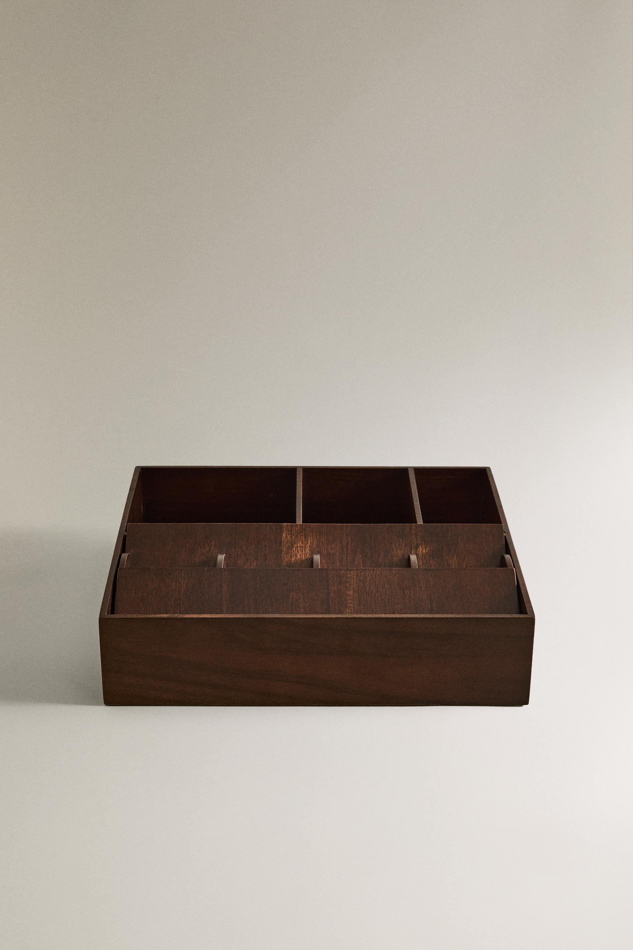 LARGE WOODEN MAKEUP ORGANIZER BOX